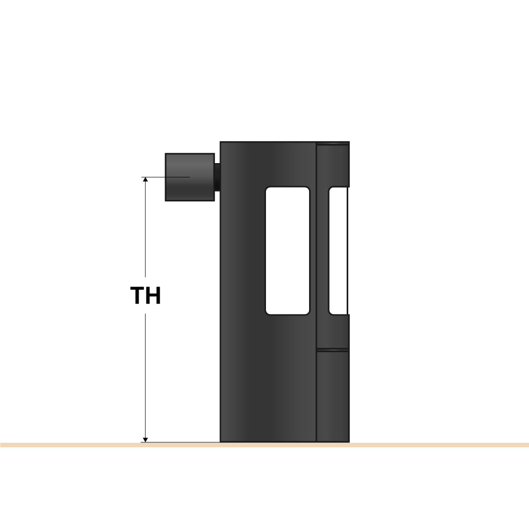 Illustration of standard pipe dimension 150 mm inner wall mounted